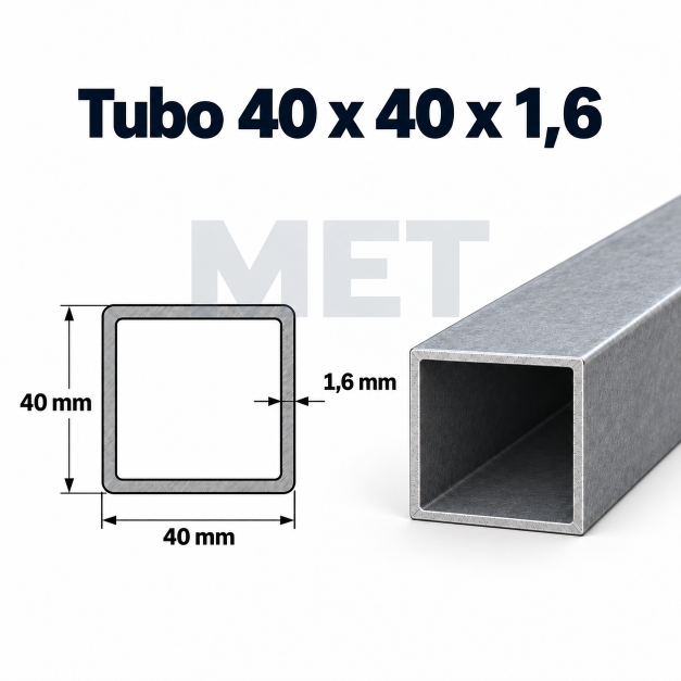 TUBO EST.     40 X  40 X  1.6 X  6000 MM